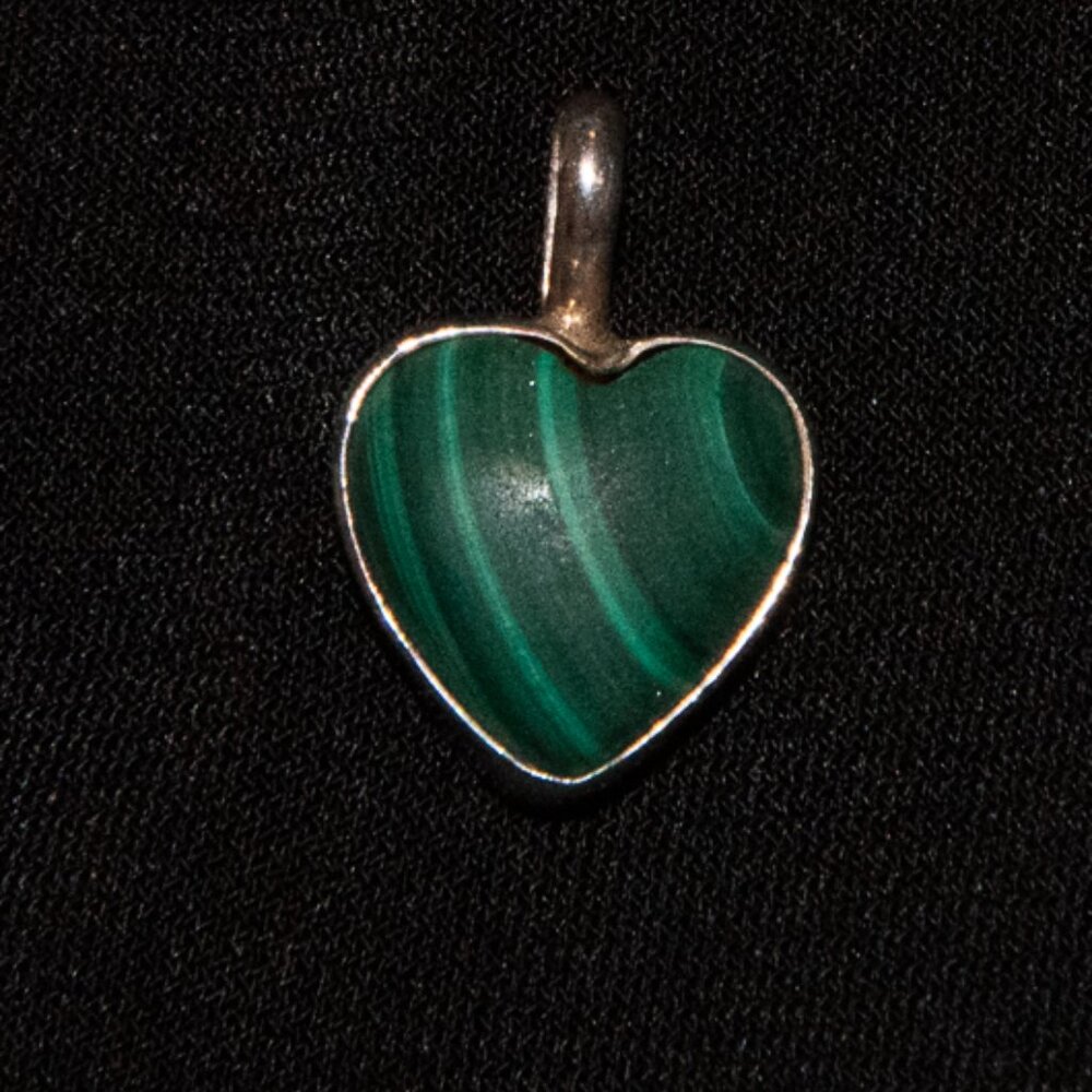 Sterling Silver Malachite Heart Pendant